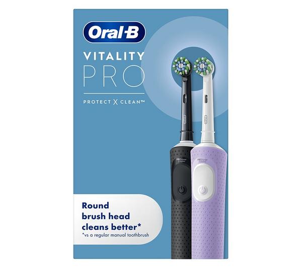 ORAL-B Vitality Pro Electric Toothbrush - Pack of 2 Black & Lilac