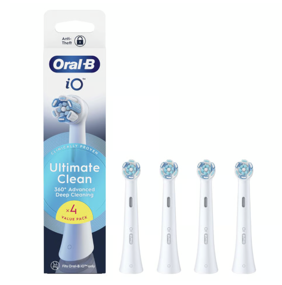 Oral-B iO Ultimate Clean Replacement Heads, White, 4 Pack