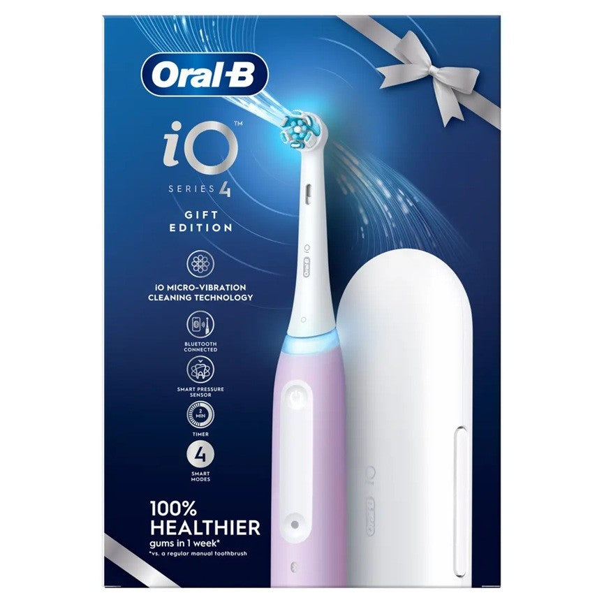 Oral-B iO4 Lavender Electric Toothbrush +Travel Case + Refill Holder