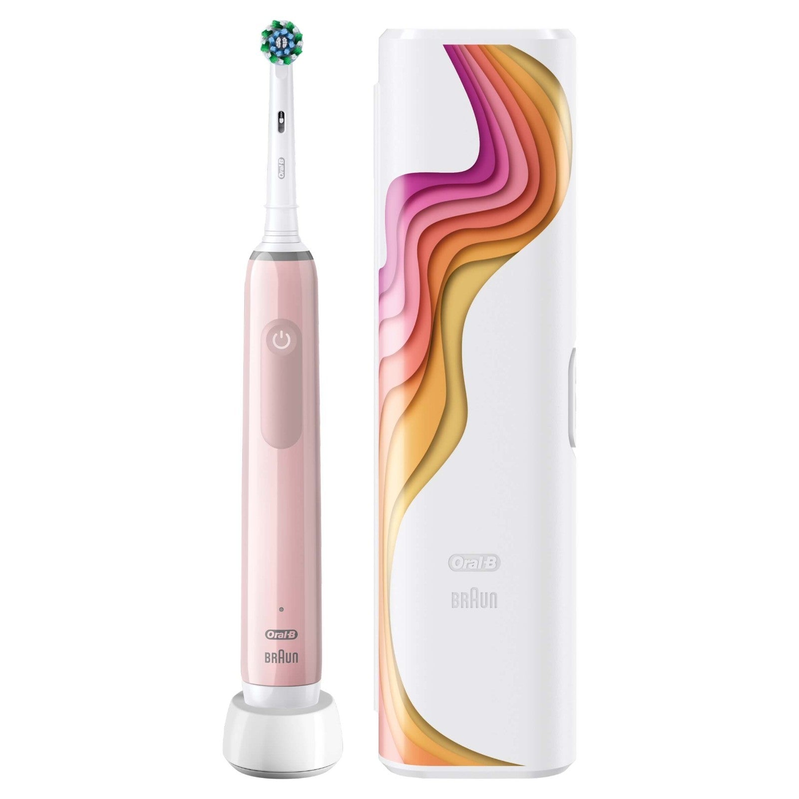 Oral-B Pro 3 3500 Electric Toothbrush with Riso Art Travel Case Pink