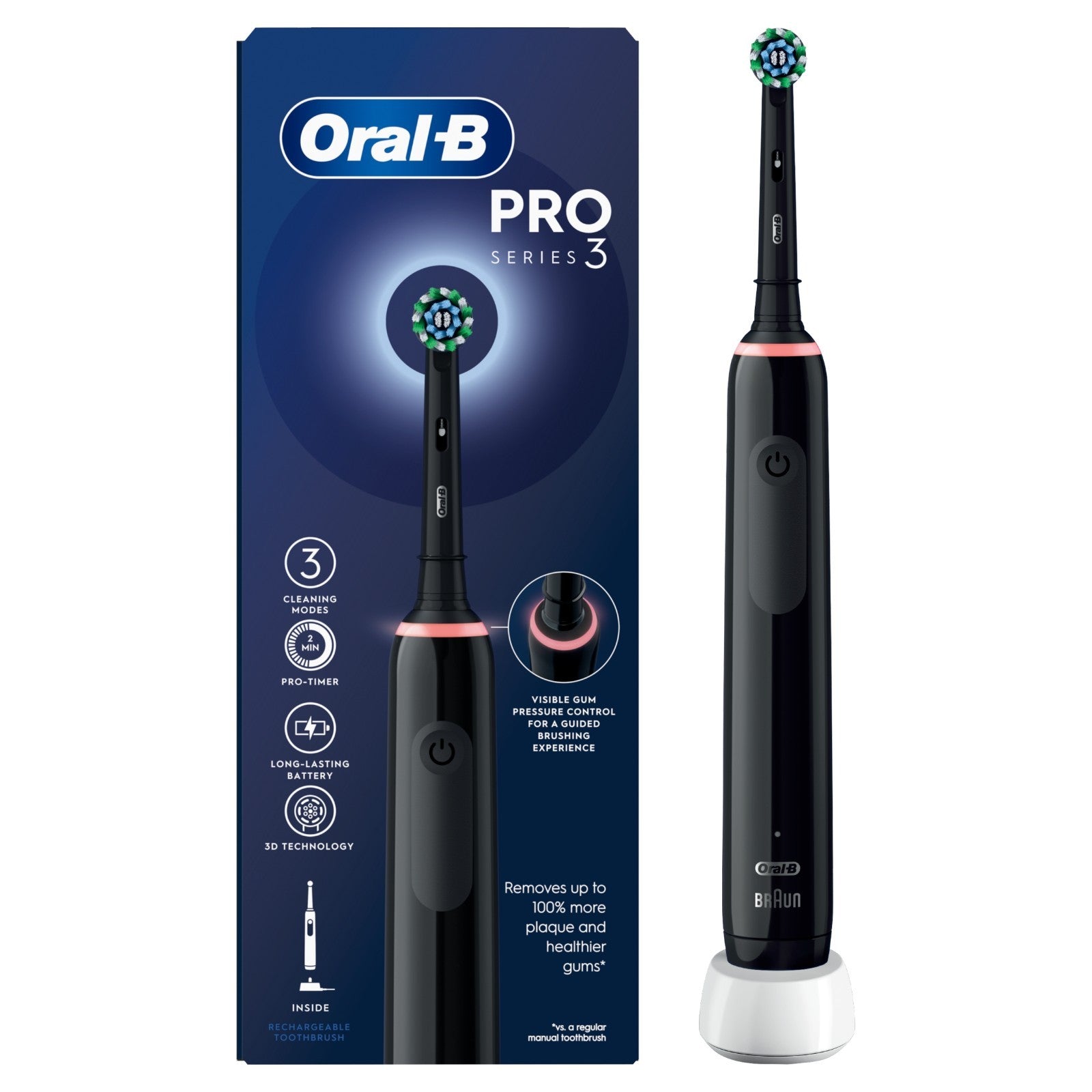 Oral-B Pro 3 3000 Cross Action Electric Toothbrush Black
