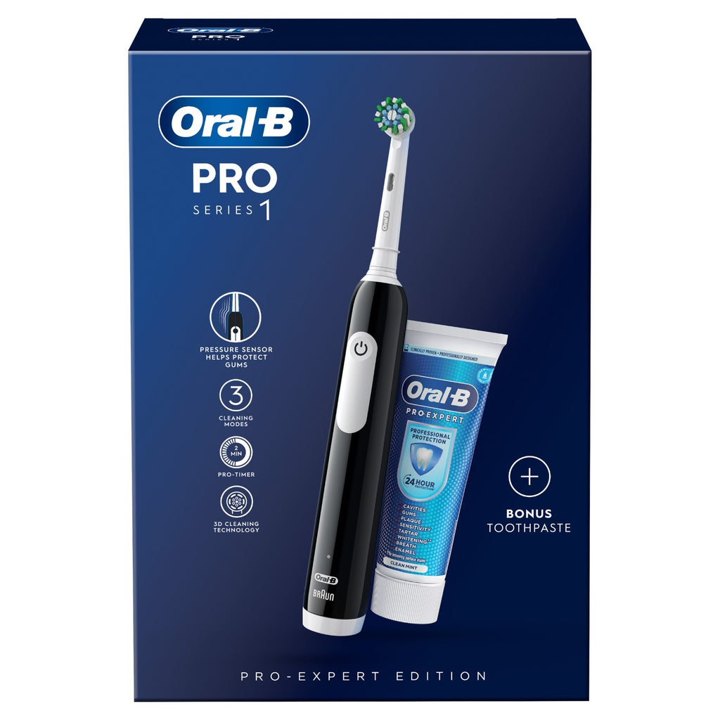 Oral-B ProSeries1 CrossAction Blk Toothbrush+Paste