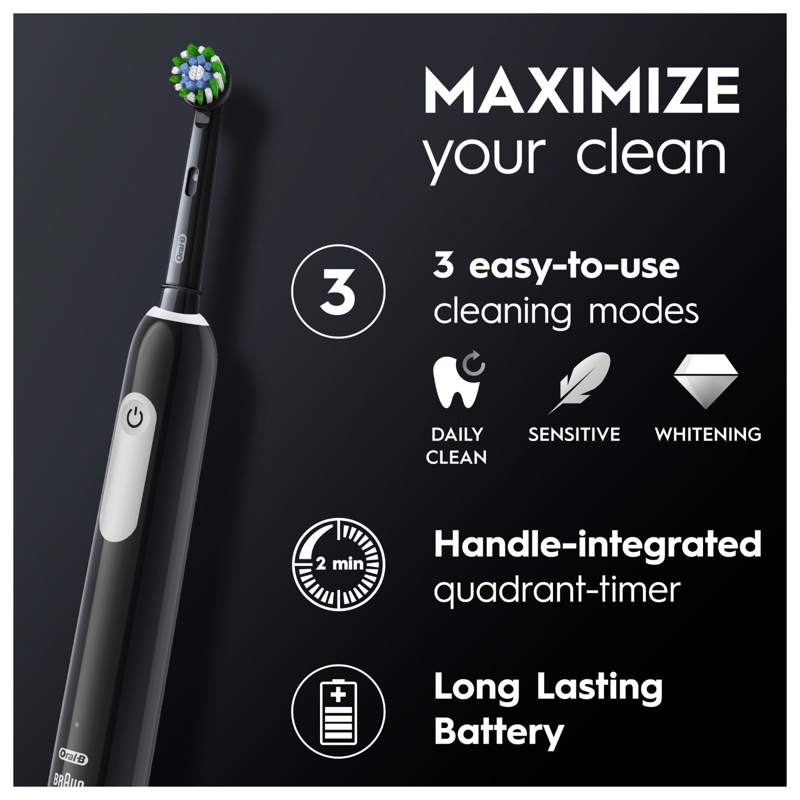 Oral-B ProSeries1 CrossAction Blk Toothbrush+Paste