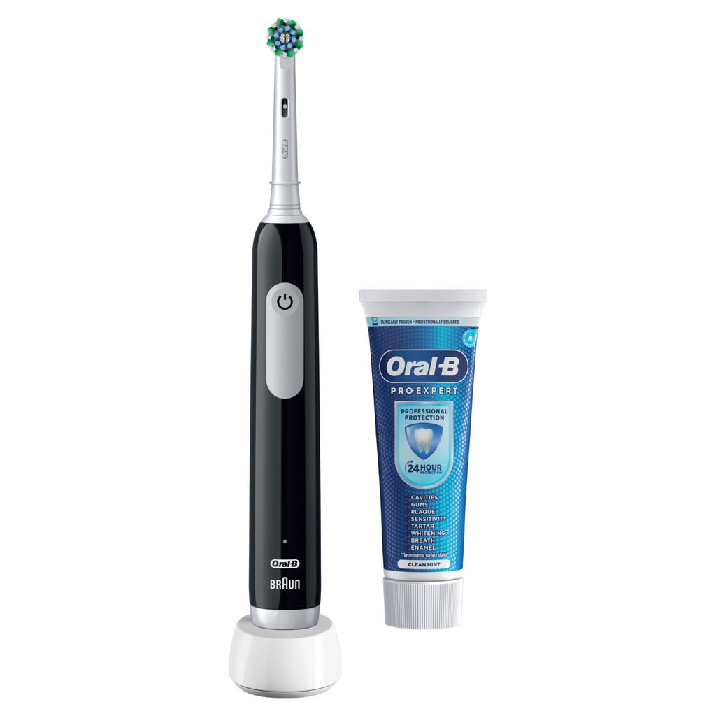 Oral-B ProSeries1 CrossAction Blk Toothbrush+Paste
