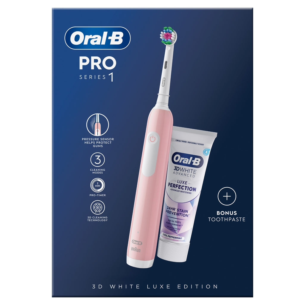 Oral-B Pro Series 1 3D White Pink Toothbrush+Paste